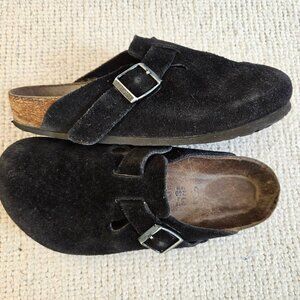 Birkenstock Boston Clog Shoes Black Suede EU 37 US 6 / 6.5 USED CONDITION